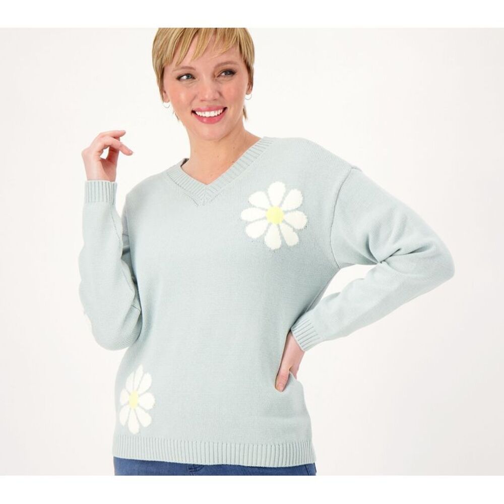 Peace Love World Women's Top Sweater Sz L Garden Party Multi-colored